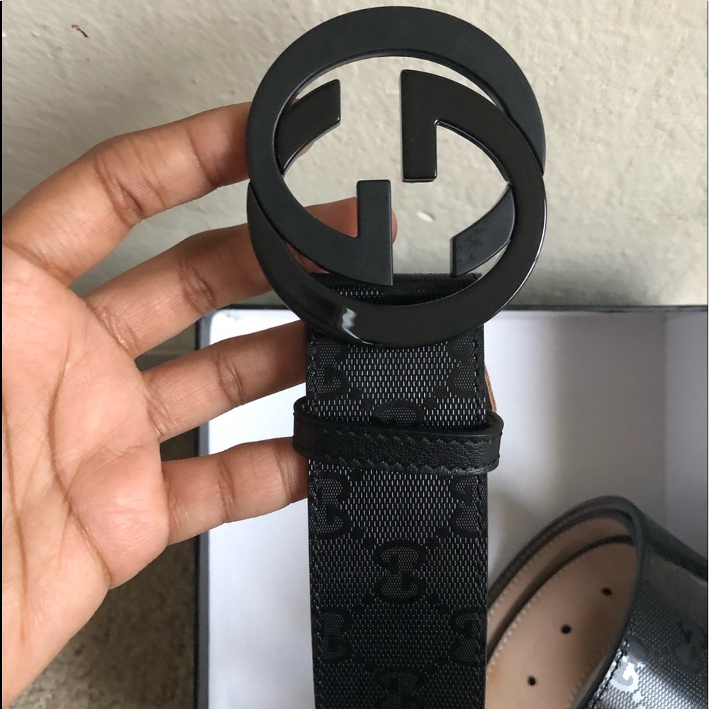 Gucci Black Imprime Belt